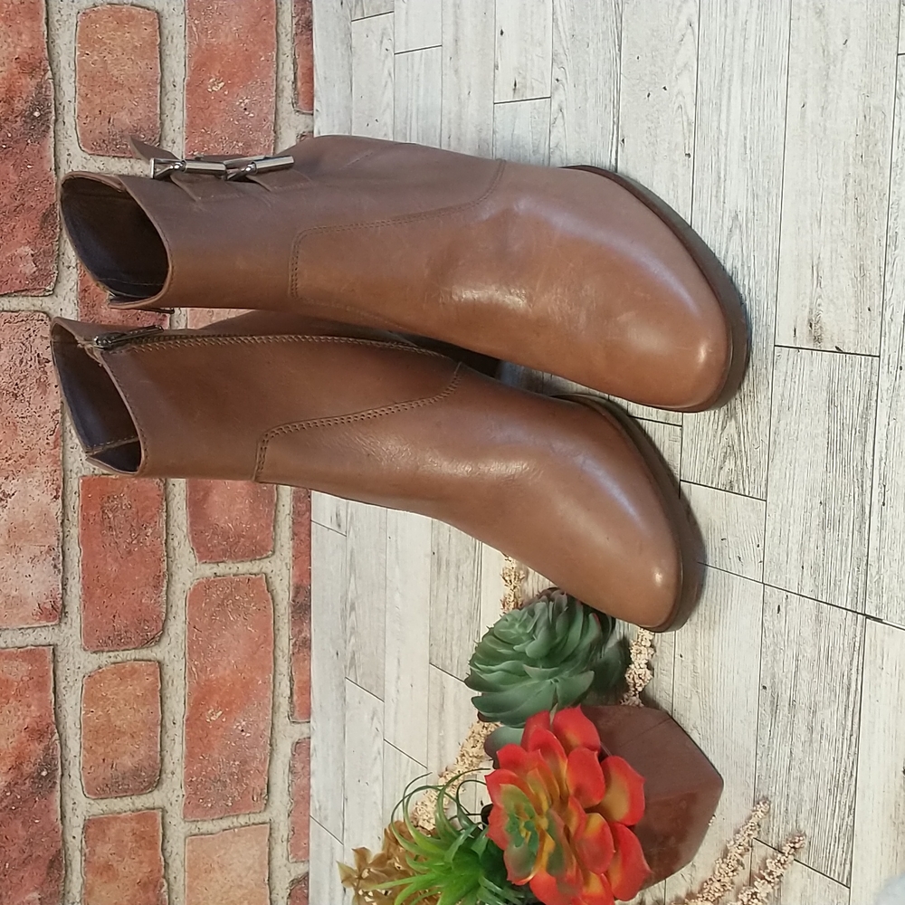 J. Crew Tan Leather Heeled Boots